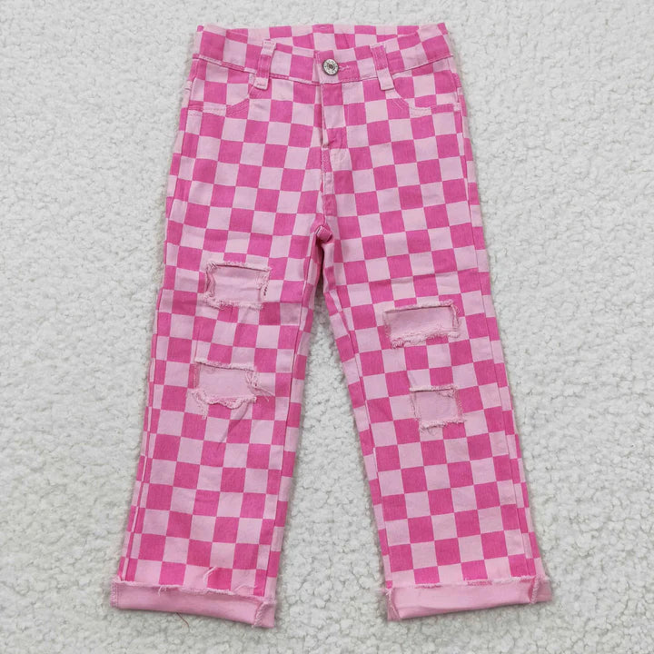Pink Checkered Denim