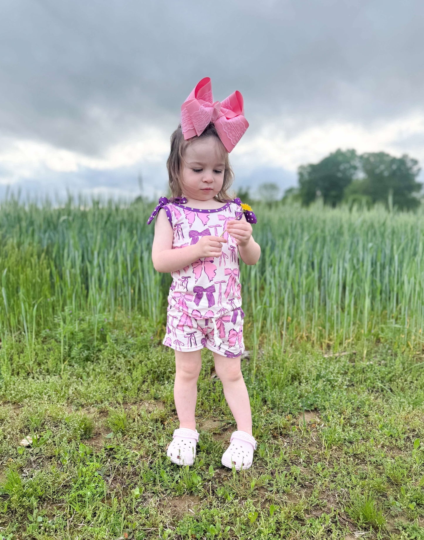 Purple Bow Short Set