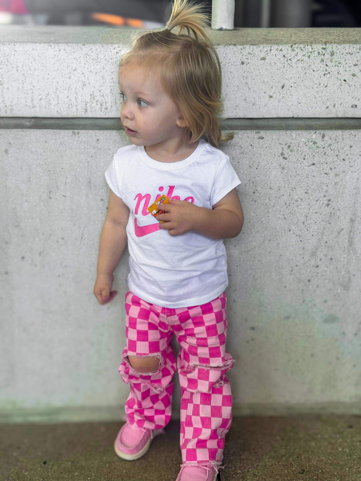 Pink Checkered Denim