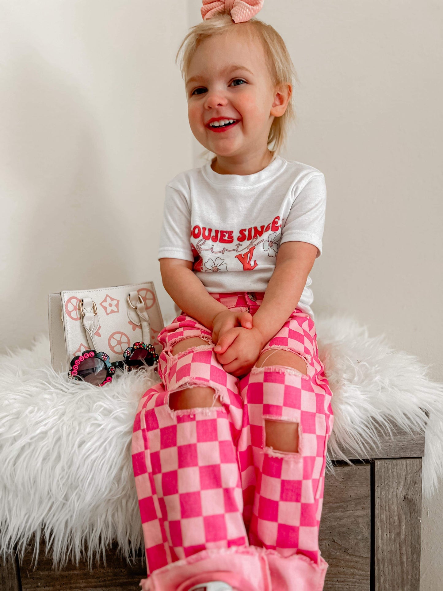 Pink Checkered Denim