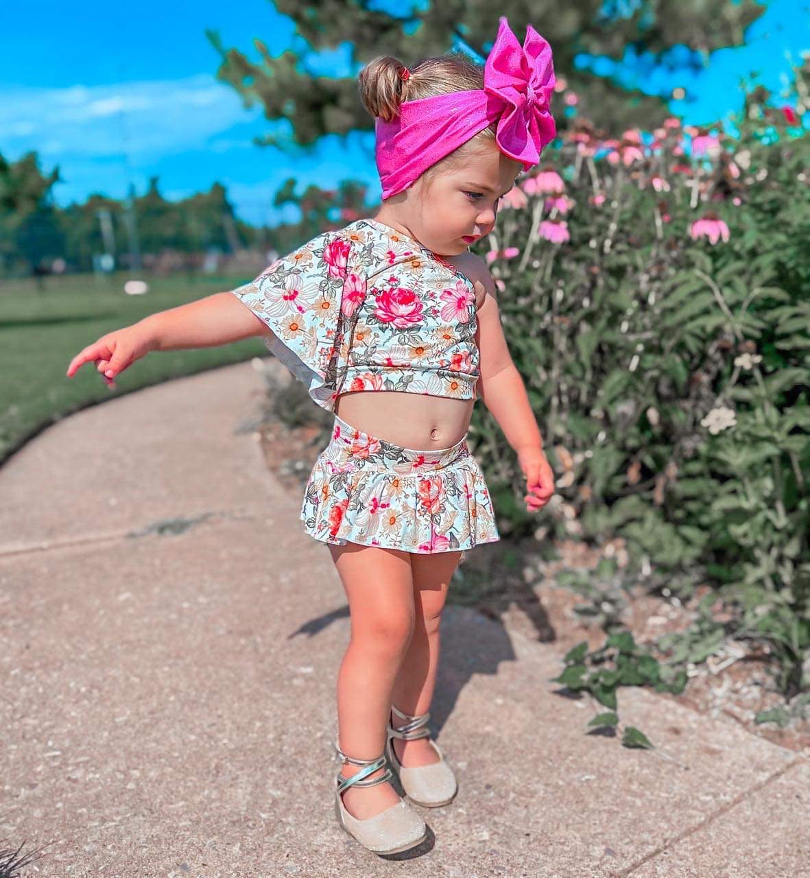 Floral Skirted Bummie Set