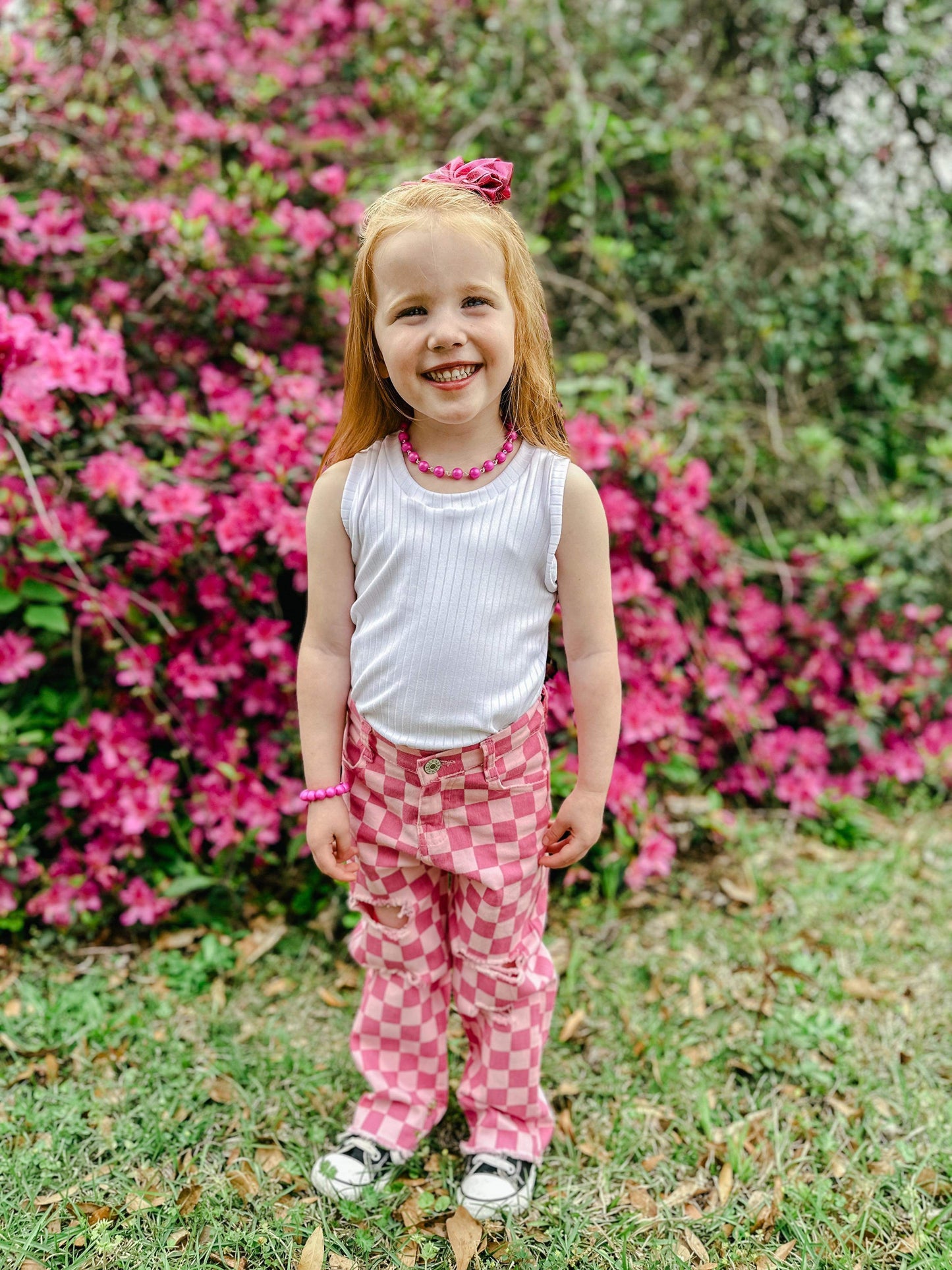 Pink Checkered Denim