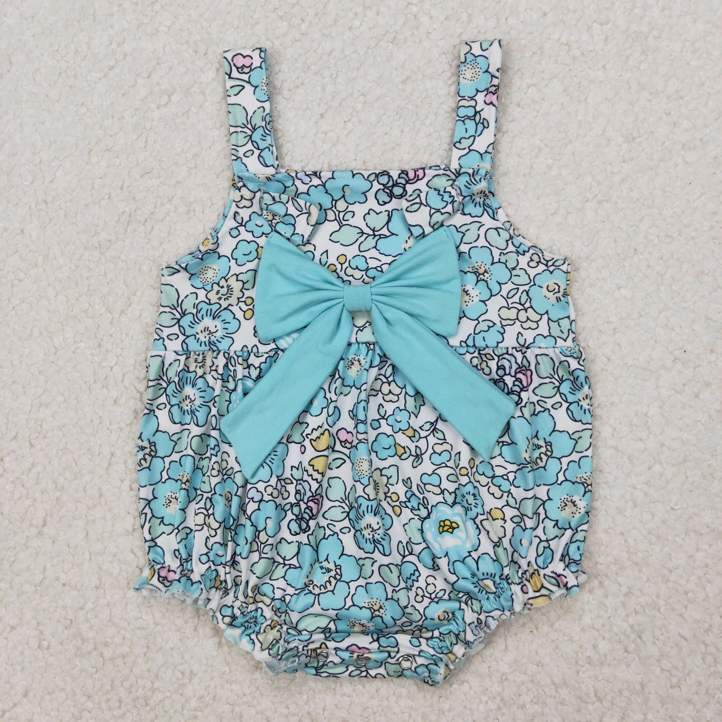 Blue Floral Bow Romper
