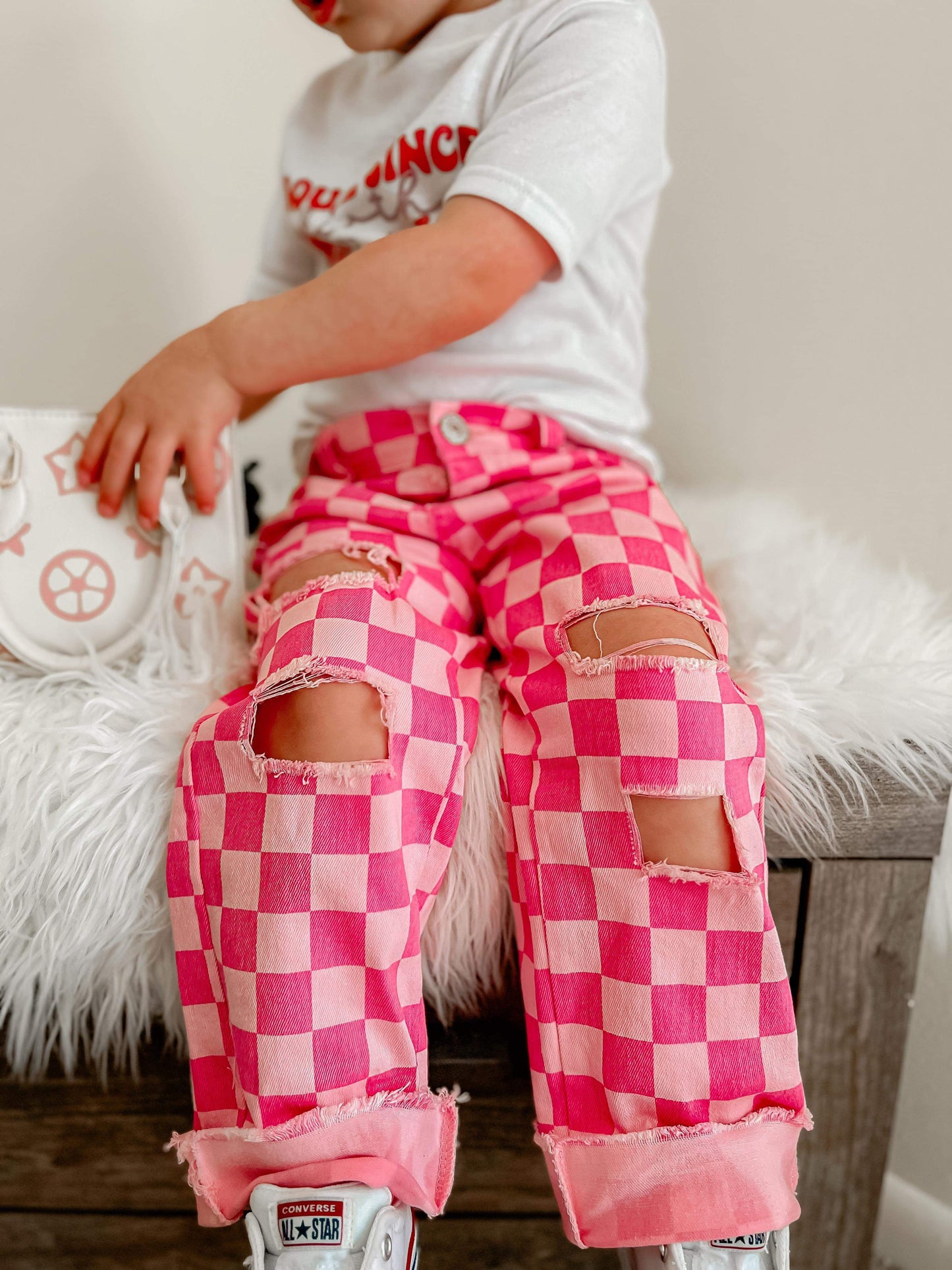 Pink Checkered Denim