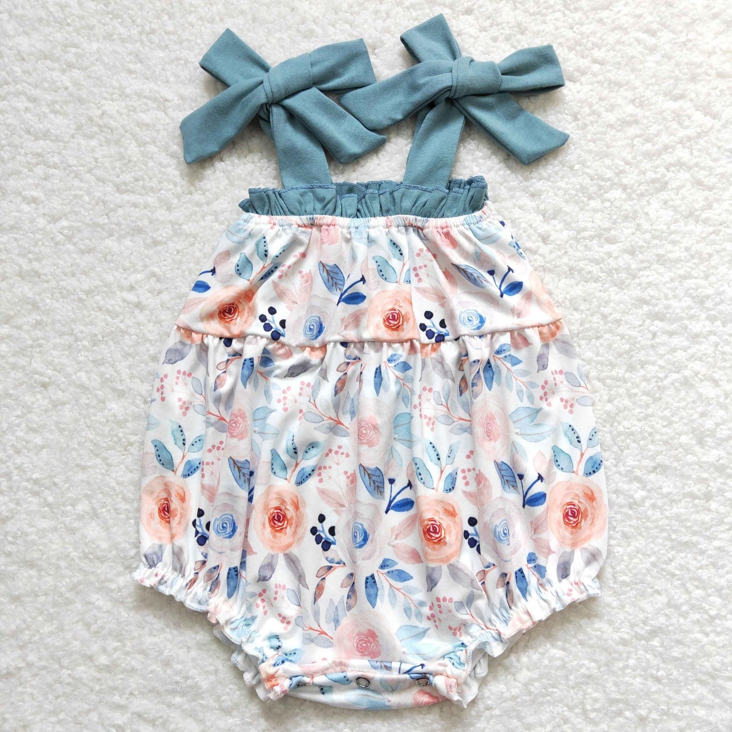 Teal Floral Romper