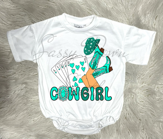 Turquoise Cowgirl Bubble Romper