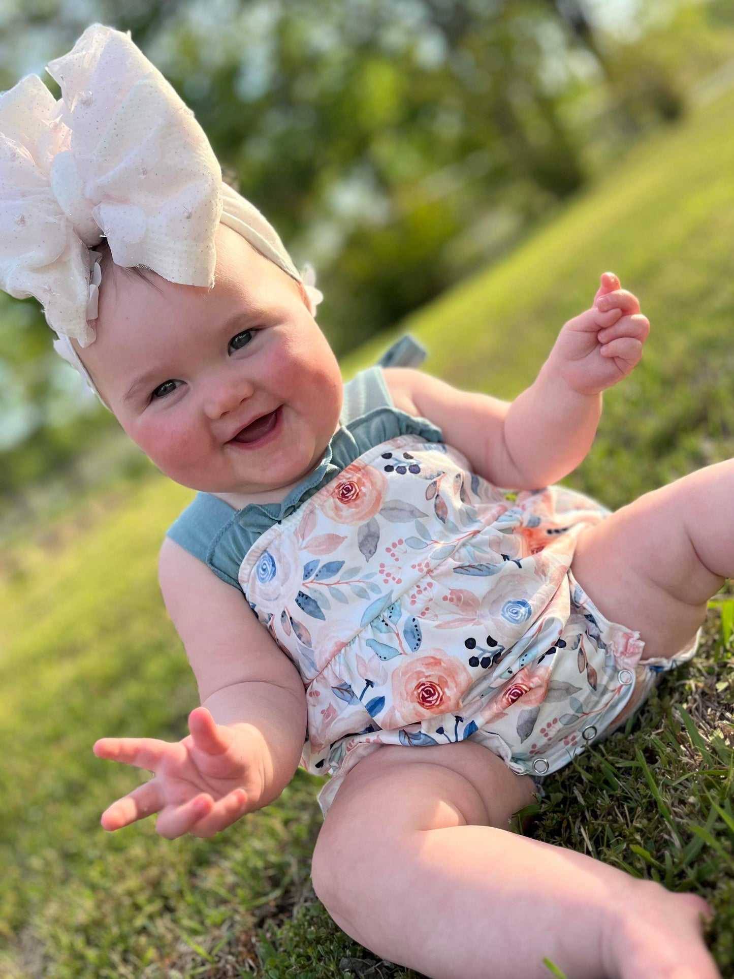 Teal Floral Romper