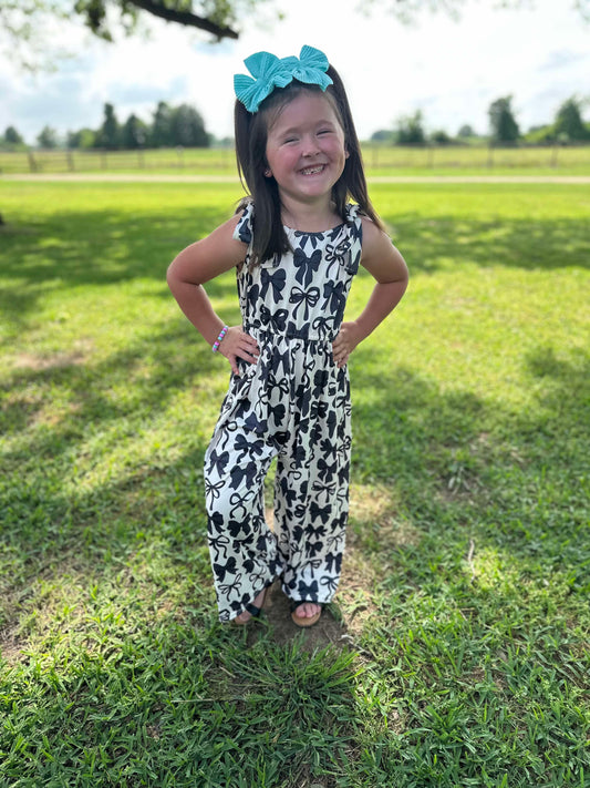 Black Bows Pants Romper