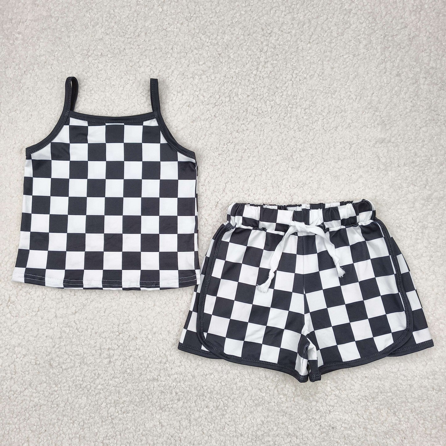 Black & White Checkered Short Set