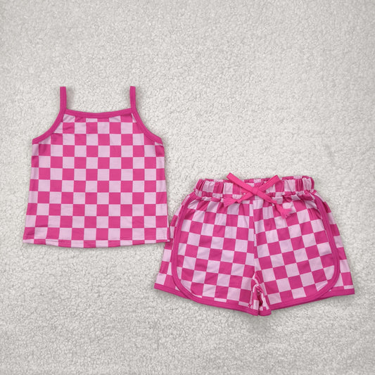 Pink Checkered Short Set