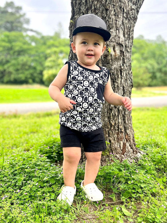 Smiley Checkered Short Set