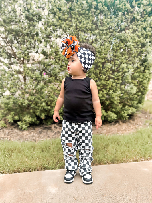 Black Checkered Denim
