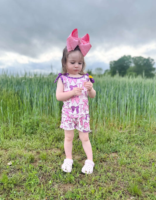 Purple Bow Short Set