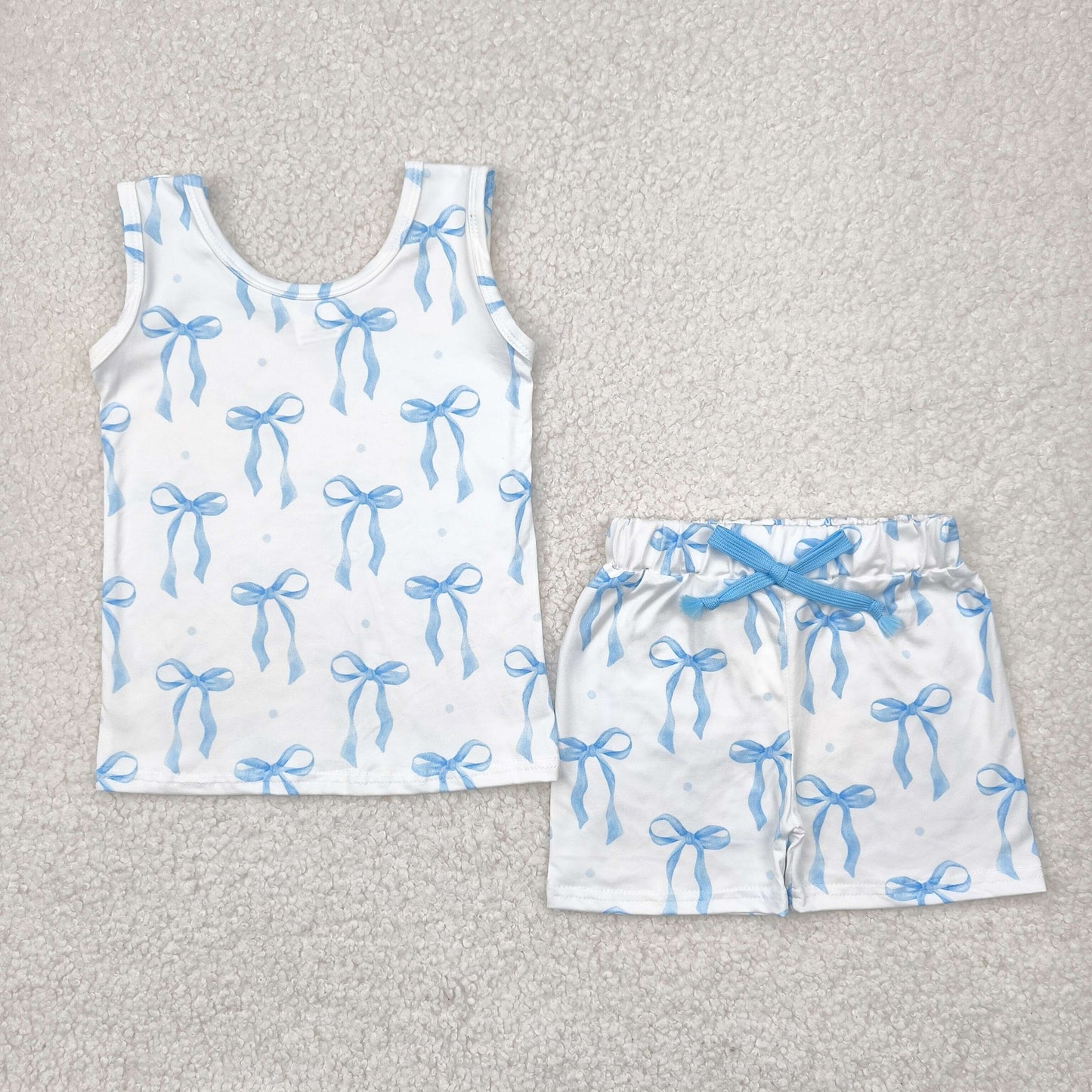 Blue Bow Short Set