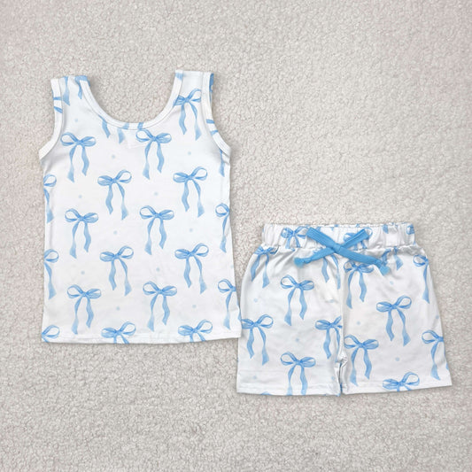 Blue Bow Short Set