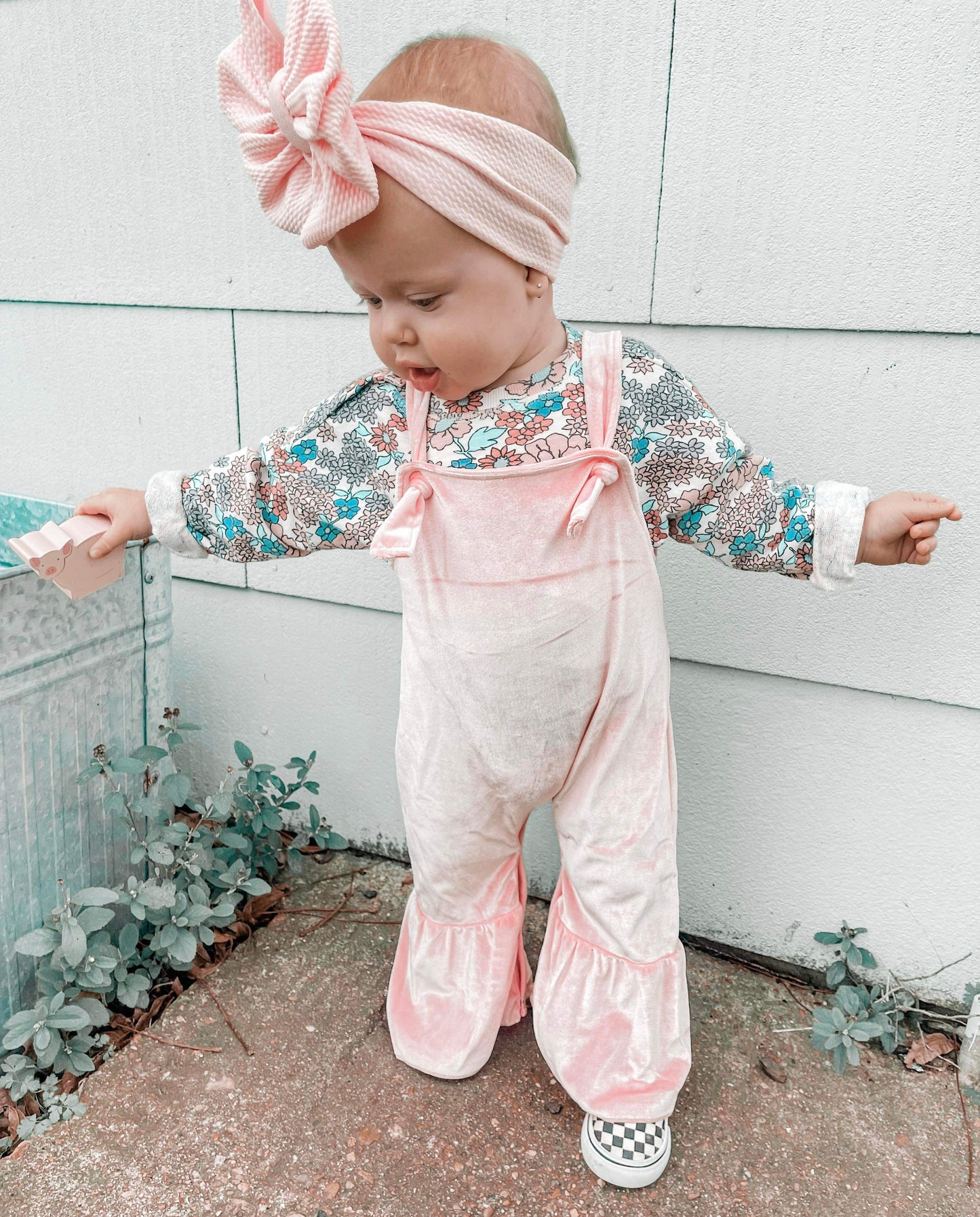 Pink Velvet Overalls