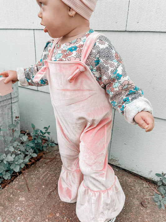 Pink Velvet Overalls