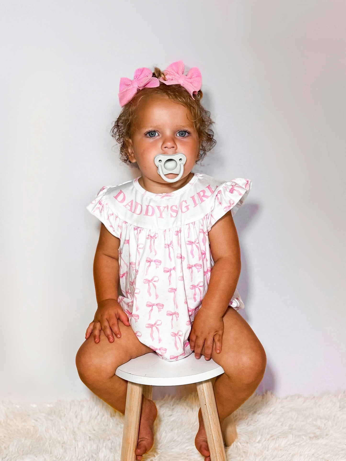 Daddy’s Girl Pink Bow Romper
