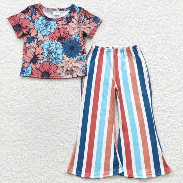 Floral Stripes Flare Set