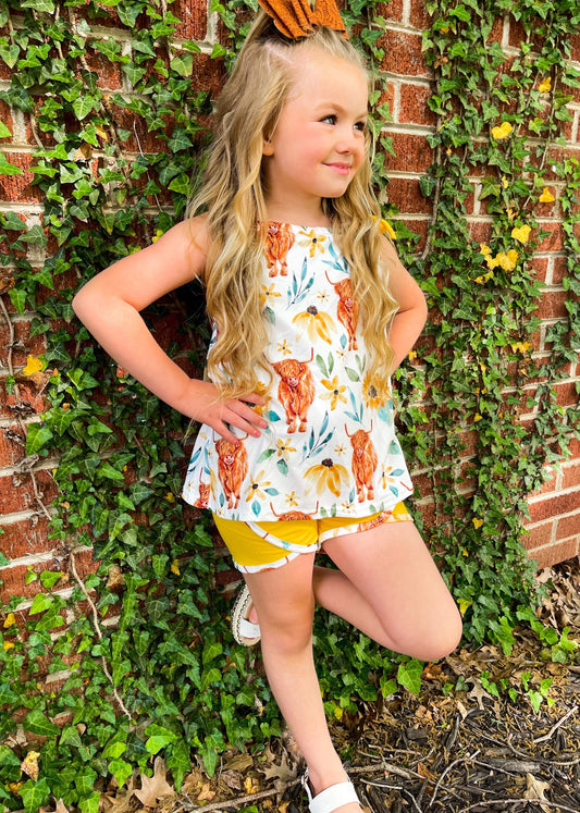 Highland Cow Shorts Set