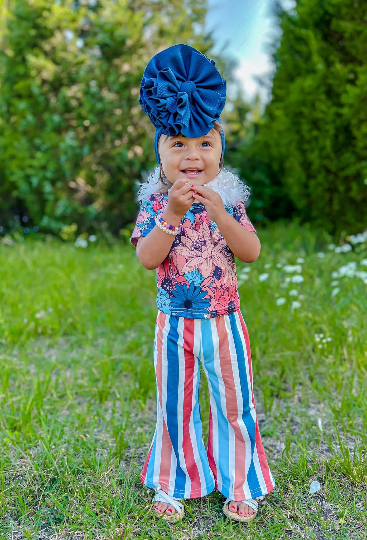 Floral Stripes Flare Set